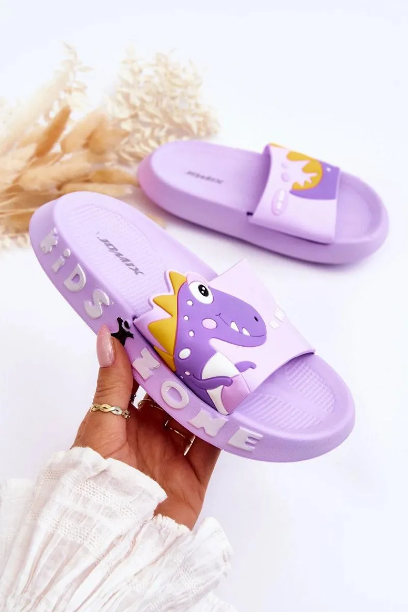 Discount Dziecięce Piankowe Klapki Dinozaur Fioletowe Dario Dzieci Chłopięce|Dziewczęce