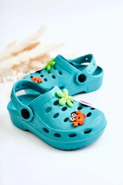 Clearance Boto Dziecięce Piankowe Klapki Kroksy Turkusowe Sailor
