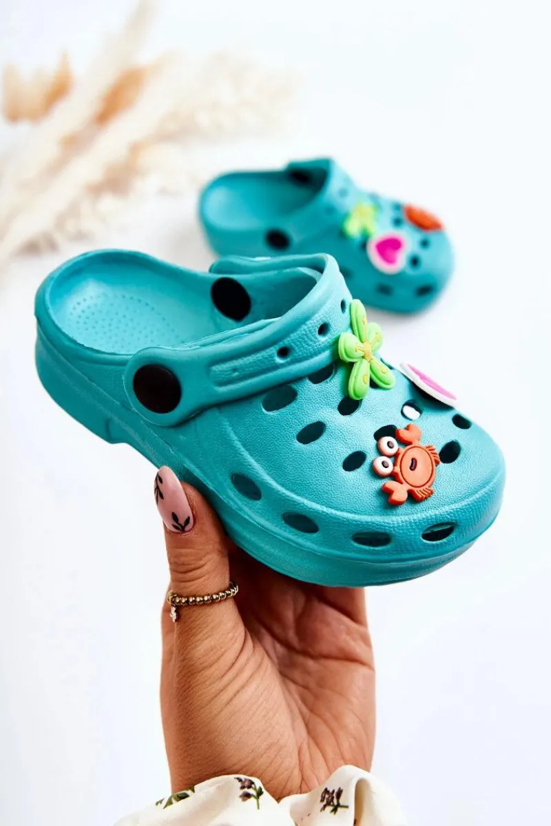 Clearance Boto Dziecięce Piankowe Klapki Kroksy Turkusowe Sailor