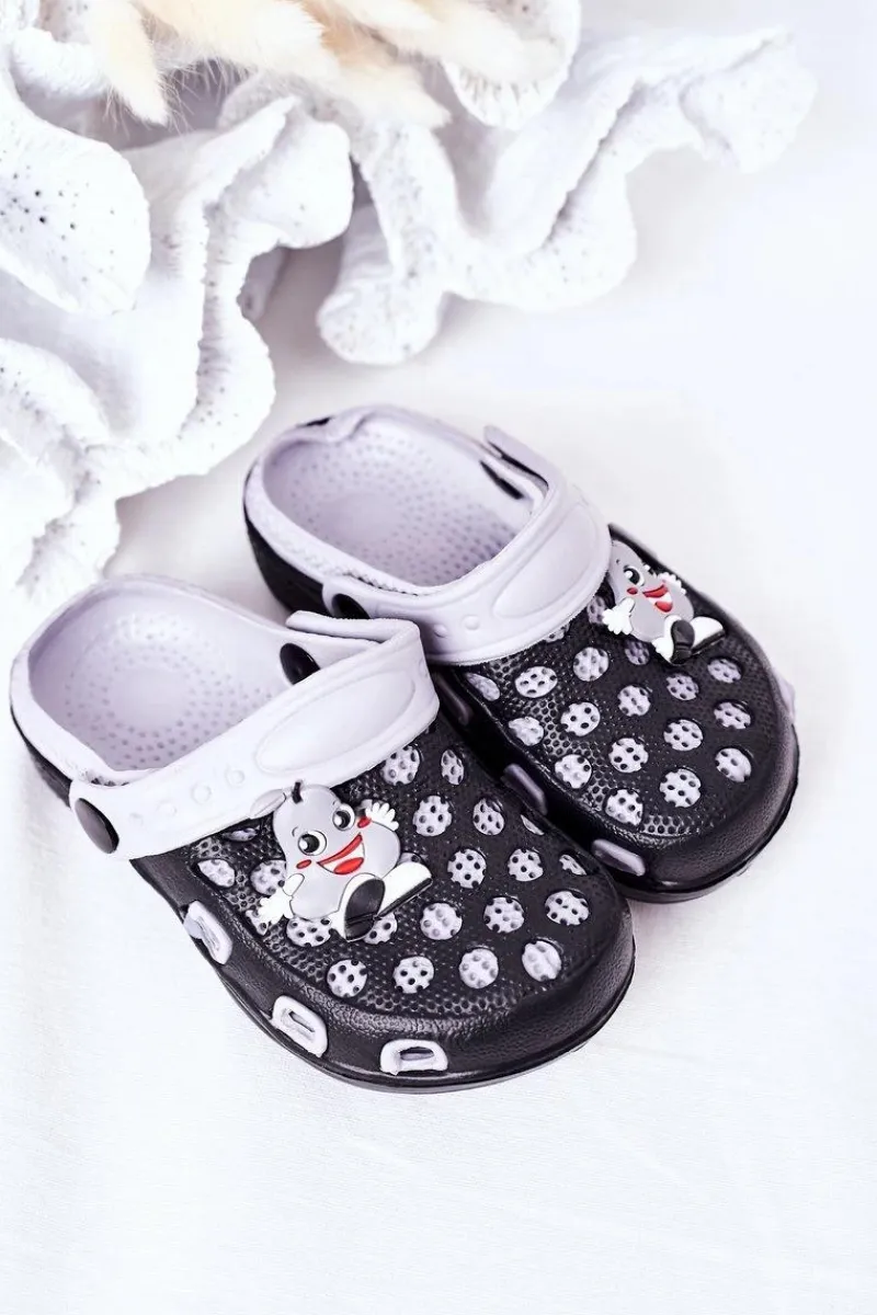 Chłopięce>Boto Dziecięce Piankowe Klapki Kroksy Czarno-Szare Jupiter