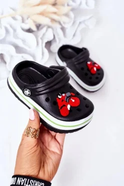 Chłopięce></noscript>Boto Dziecięce Piankowe Klapki Kroksy Czarne Lazy Day