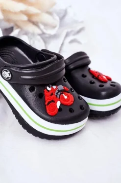 Chłopięce></noscript>Boto Dziecięce Piankowe Klapki Kroksy Czarne Lazy Day