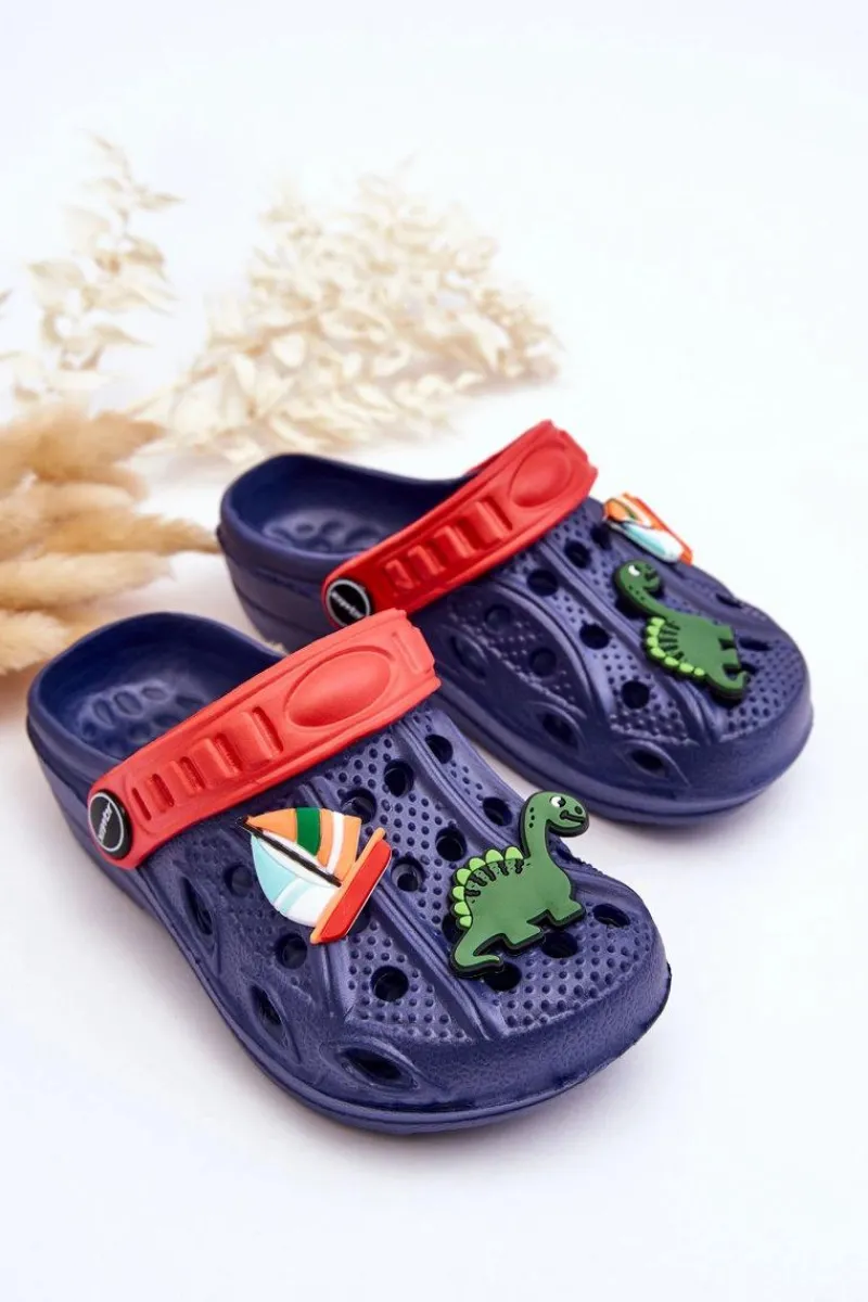 Chłopięce>Boto Dziecięce Piankowe Lekkie Kroksy Klapki Granatowe Sweets Niebieski