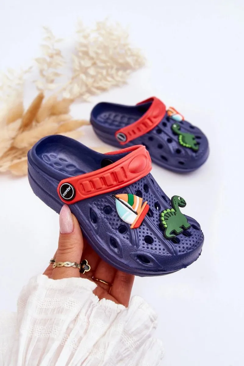 Chłopięce>Boto Dziecięce Piankowe Lekkie Kroksy Klapki Granatowe Sweets Niebieski