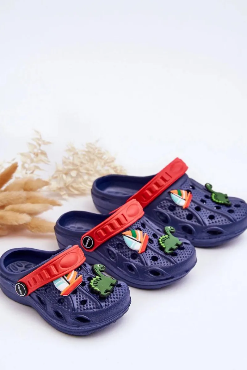 Chłopięce>Boto Dziecięce Piankowe Lekkie Kroksy Klapki Granatowe Sweets Niebieski