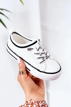 Outlet Dziecięce Przewiewne Trampki Białe Kids Club Dzieci Chłopięce|Dziewczęce