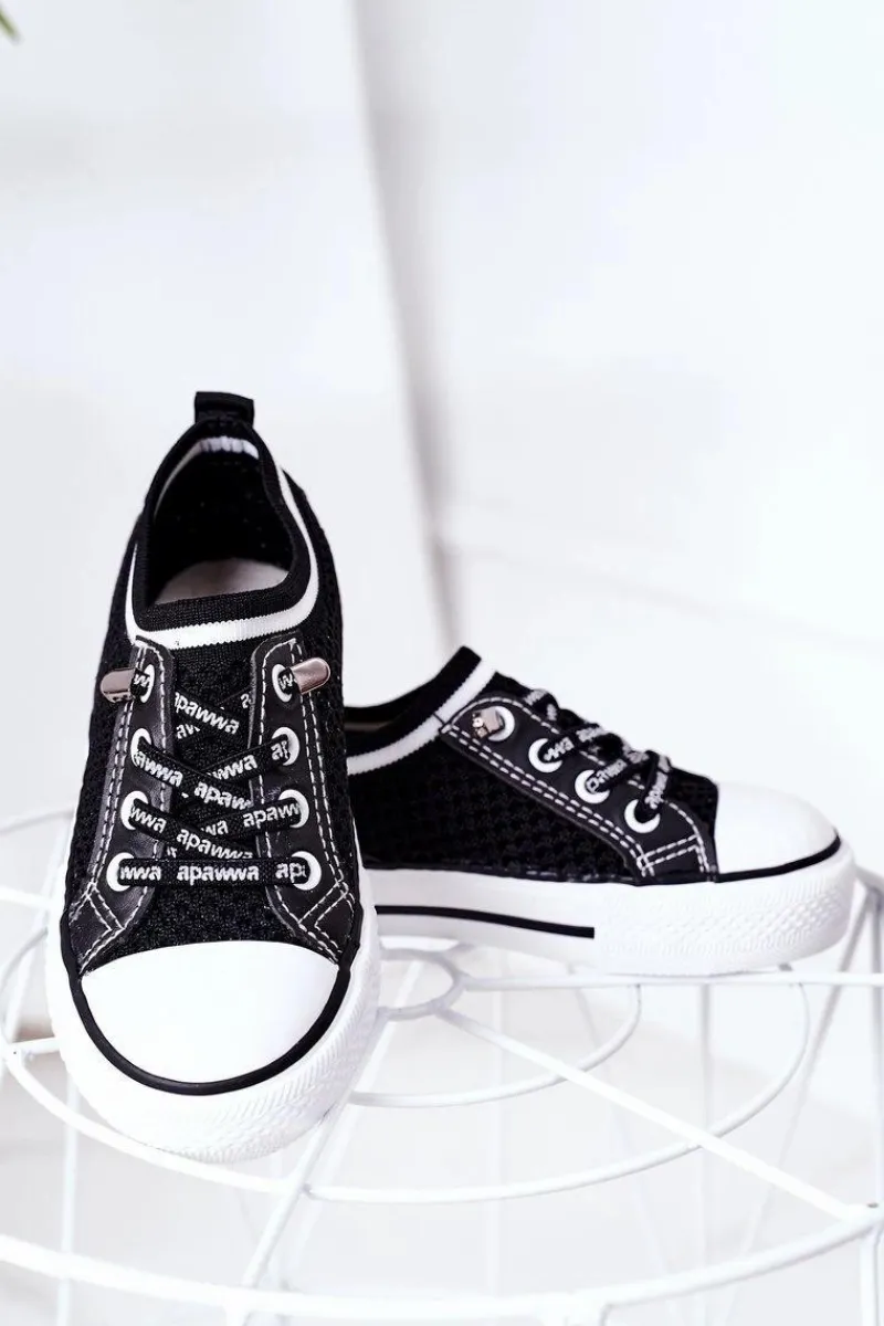 Sale Boto Dziecięce Przewiewne Trampki Czarne Kids Club