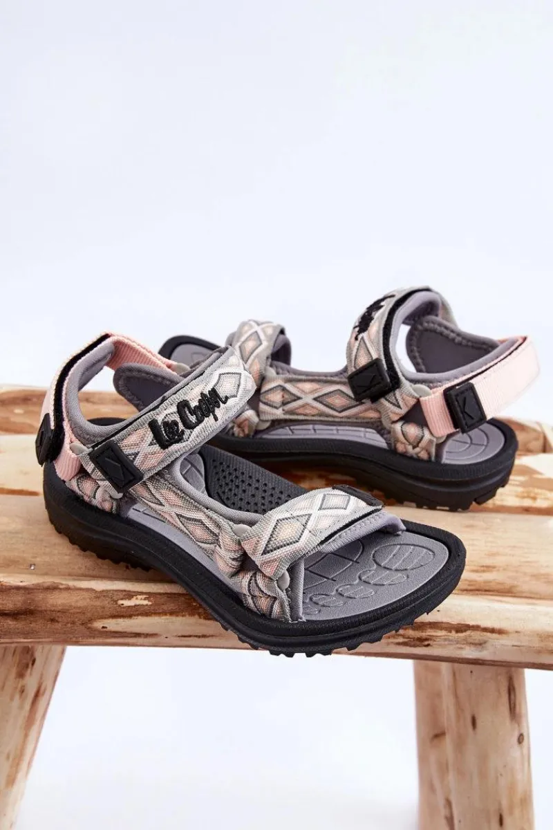 New Lee Cooper Dziecięce Sandałki LCW-23-34-1681 Szaro-Różowe