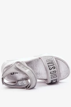 Best Big Star Shoes Dziecięce Sandałki Na Rzep Big Star LL374194 Srebrne Srebrny