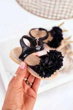 Online Dziecięce Sandałki Na Rzep Świecące Czarne Milena Dzieci Dziewczęce