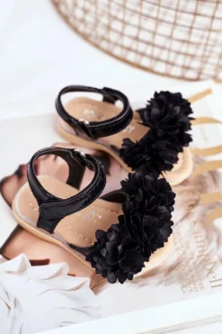 Online Dziecięce Sandałki Na Rzep Świecące Czarne Milena Dzieci Dziewczęce