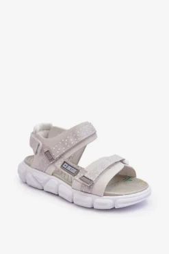 Online Big Star Shoes Dziecięce Sandałki Na Rzep Big Star LL374201 Biało-Srebrne