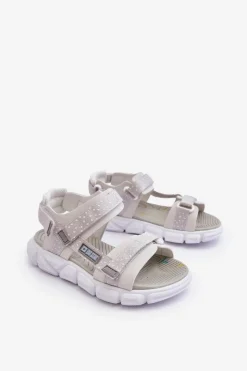 Online Big Star Shoes Dziecięce Sandałki Na Rzep Big Star LL374201 Biało-Srebrne