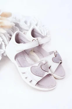 Dziewczęce>Evento Dziecięce Sandałki Na Rzep Białe My Heart