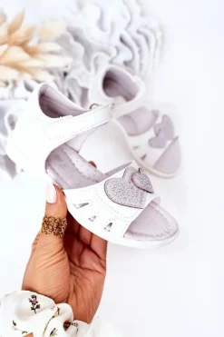 Dziewczęce>Evento Dziecięce Sandałki Na Rzep Białe My Heart