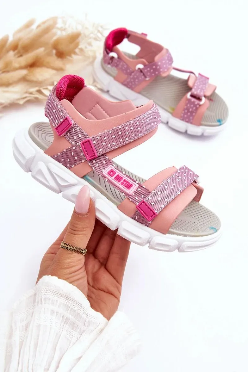 Dziewczęce|Sandały Big Star>Big Star Shoes Dziecięce Sandałki Na Rzep Big Star LL374202 Różowe Różowy