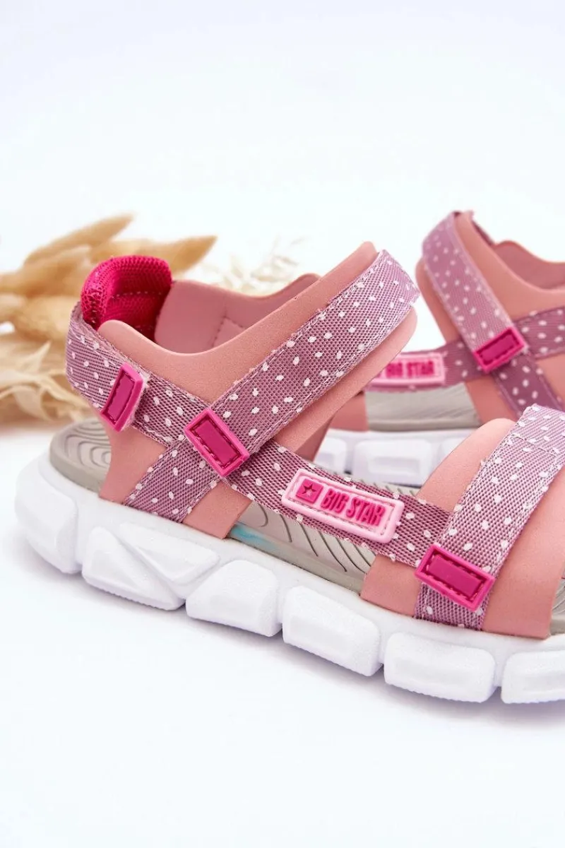 Dziewczęce|Sandały Big Star>Big Star Shoes Dziecięce Sandałki Na Rzep Big Star LL374202 Różowe Różowy