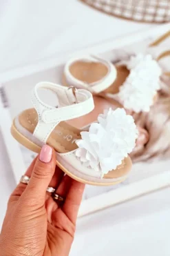 Dziewczęce>Boto Dziecięce Sandałki Na Rzep Świecące Białe Milena