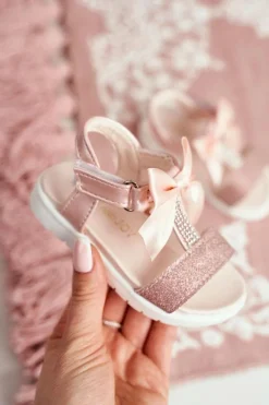 Hot Dziecięce Sandałki Na Rzepy Dla Dziewczynki Champagne Bella Dzieci Dziewczęce