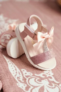 Hot Dziecięce Sandałki Na Rzepy Dla Dziewczynki Champagne Bella Dzieci Dziewczęce