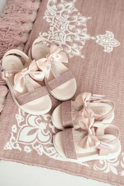 Hot Dziecięce Sandałki Na Rzepy Dla Dziewczynki Champagne Bella Dzieci Dziewczęce