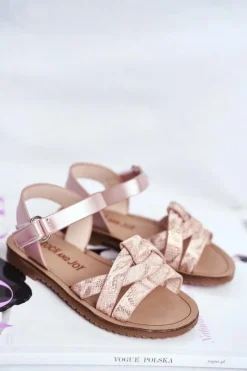 Dziewczęce>Boto Dziecięce Sandałki Na Rzepy Dla Dziewczynki Różowe Lilo