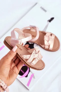 Dziewczęce>Boto Dziecięce Sandałki Na Rzepy Dla Dziewczynki Różowe Lilo