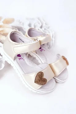 Dziewczęce>Evento Dziecięce Sandałki Na Rzepy Złote Sweetheart