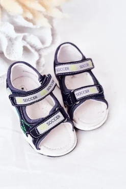 Chłopięce>Evento Dziecięce Sandałki Na Rzepy Granatowe Soccer