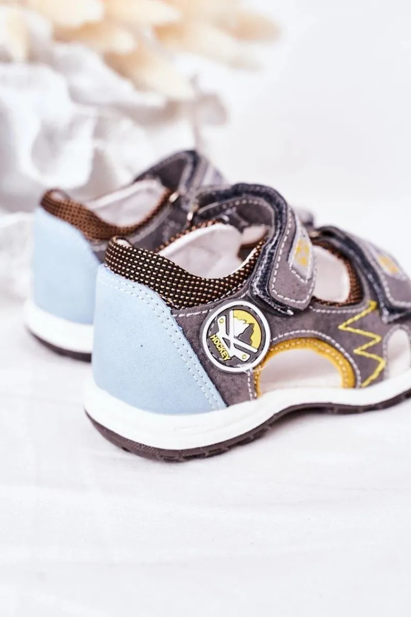 Best Dziecięce Sandałki Na Rzepy Szare Soccer Dzieci Chłopięce