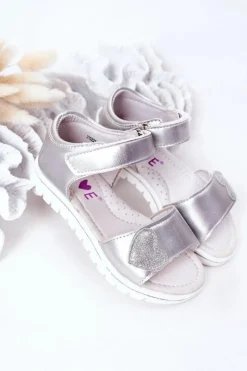 Online Dziecięce Sandałki Na Rzepy Srebrne Sweetheart Dzieci Dziewczęce