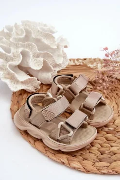 Chłopięce|Dziewczęce>Boto Dziecięce Sandałki Zapinane Na Rzepy Beżowe Orretta Beżowy