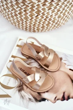 Dziecięce Sandałki Ze Ściągaczem Złote Bambino Dzieci Dziewczęce