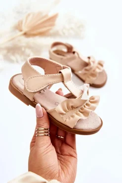 Online Dziecięce Sandały Na Rzep Beżowe Lussia Dzieci Dziewczęce
