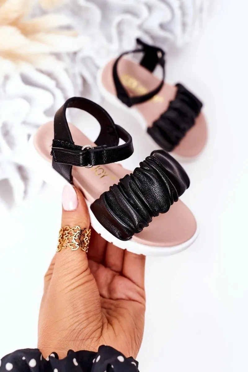 Hot Boto Dziecięce Sandały Na Rzep Czarne Aimy