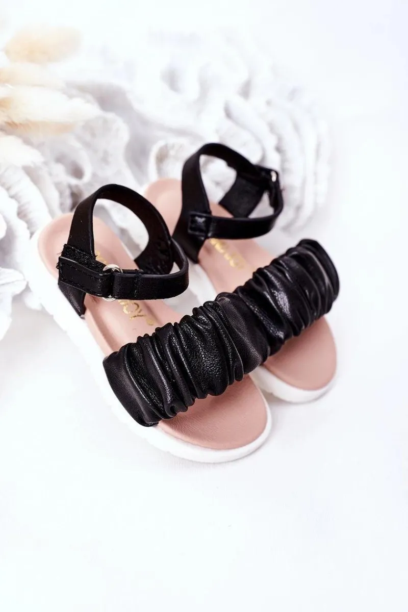 Hot Boto Dziecięce Sandały Na Rzep Czarne Aimy