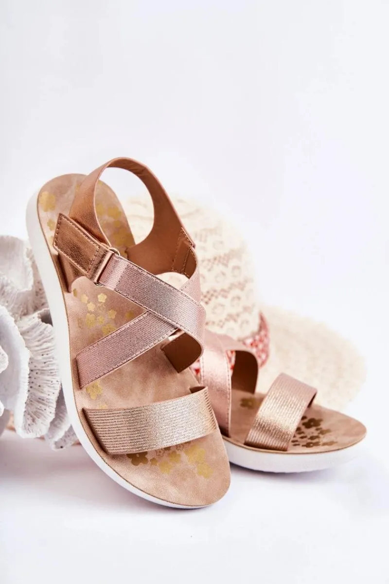 Best Dziecięce Sandały Na Rzep Różowe Złoto Alise Dzieci Dziewczęce