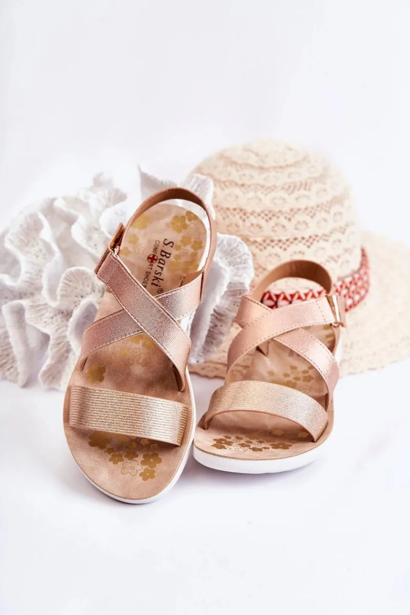 Best Dziecięce Sandały Na Rzep Różowe Złoto Alise Dzieci Dziewczęce