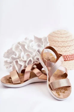 Best Dziecięce Sandały Na Rzep Różowe Złoto Alise Dzieci Dziewczęce