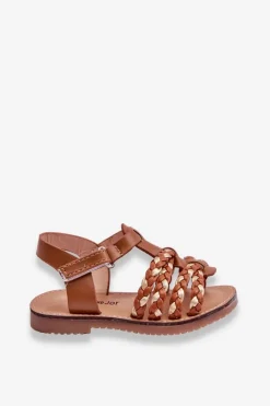 Outlet Dziecięce Sandały Na Rzep Z Paseczkami Brązowe Sammy Dzieci Dziewczęce