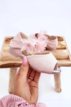 Clearance Buty damskie Vinceza Dziecięce Sandały Na Rzep Z Kwiatami Różowe Fiona