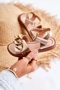 Best Dziecięce Sandały Na Rzepy Złoty Layra Dzieci Dziewczęce