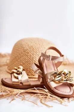 Best Dziecięce Sandały Na Rzepy Złoty Layra Dzieci Dziewczęce