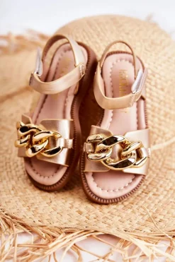 Best Dziecięce Sandały Na Rzepy Złoty Layra Dzieci Dziewczęce