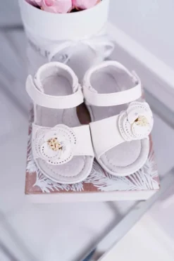 Dziewczęce>Boto Dziecięce Sandały Na Rzepy Dla Dziewczynki Białe Flamenko