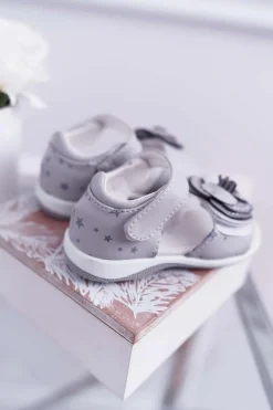 Clearance Boto Dziecięce Sandały Na Rzepy Dla Dziewczynki Szare Flamenko