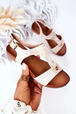 Hot Damskie buty S.Barski Dziecięce Sandały S.Barski Comfort Złote