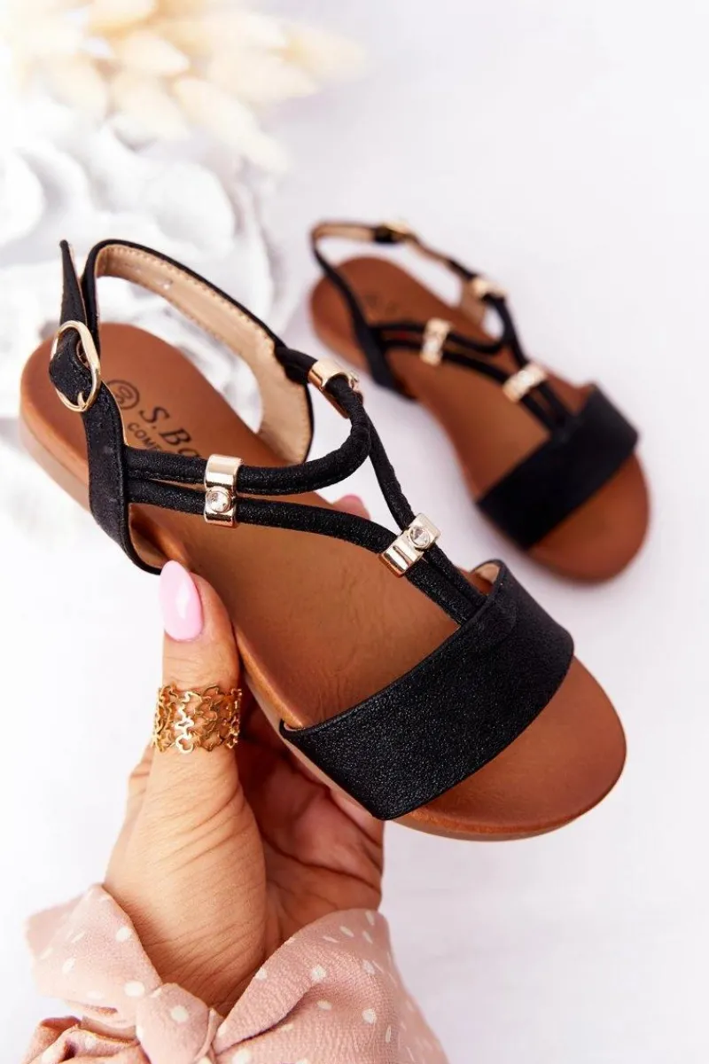 Dziewczęce>Damskie buty S.Barski Dziecięce Sandały S.Barski Comfort Czarne