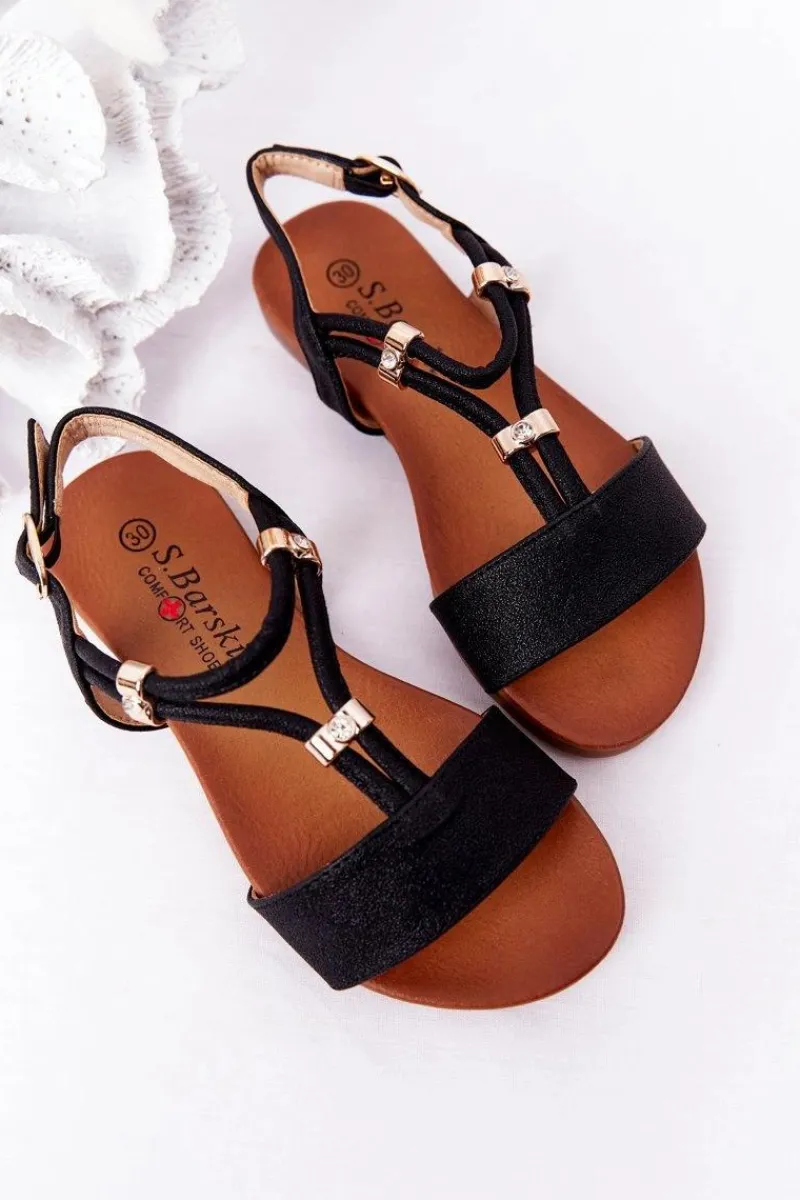 Dziewczęce>Damskie buty S.Barski Dziecięce Sandały S.Barski Comfort Czarne