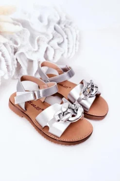 Online Boto Dziecięce Sandały Z Łańcuchem Srebrne Buffy